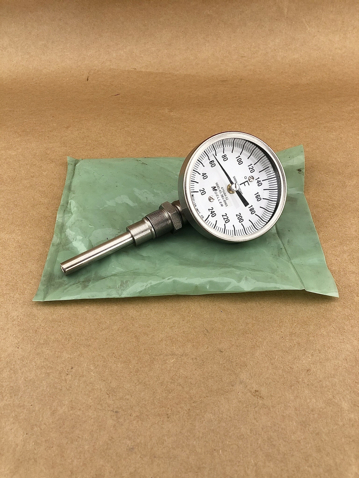 Genuine - Moller - Bimetallic Industrial Thermometer - 20-240 Degrees Fahrenh...