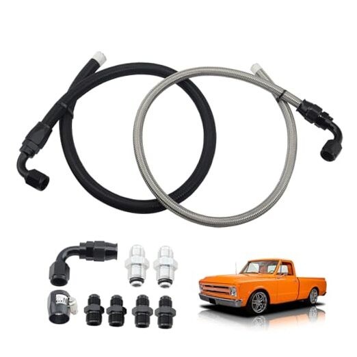 6AN 25Inch Power Steering Pump Hose Kit Compatible with Chevy C10 LS Swap