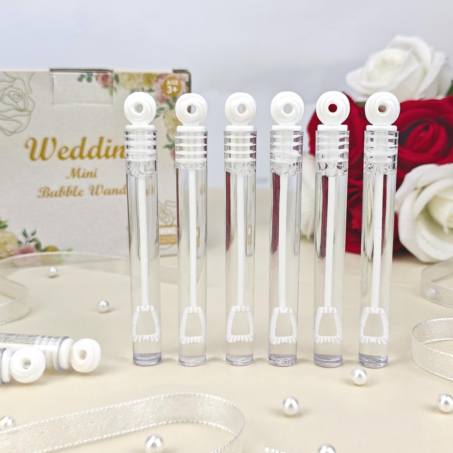 Bulk Mini Bubble Wands for Wedding 100 Count, Party Favors 4.2 Inches