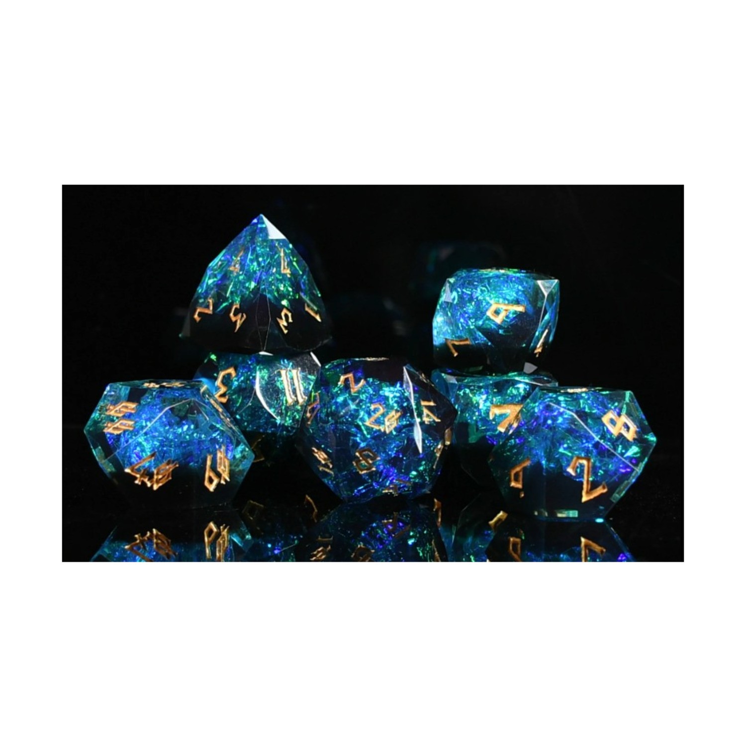 Misty Mountain Resin Dice Poly Set - Multifaceted Dark Star (7) New