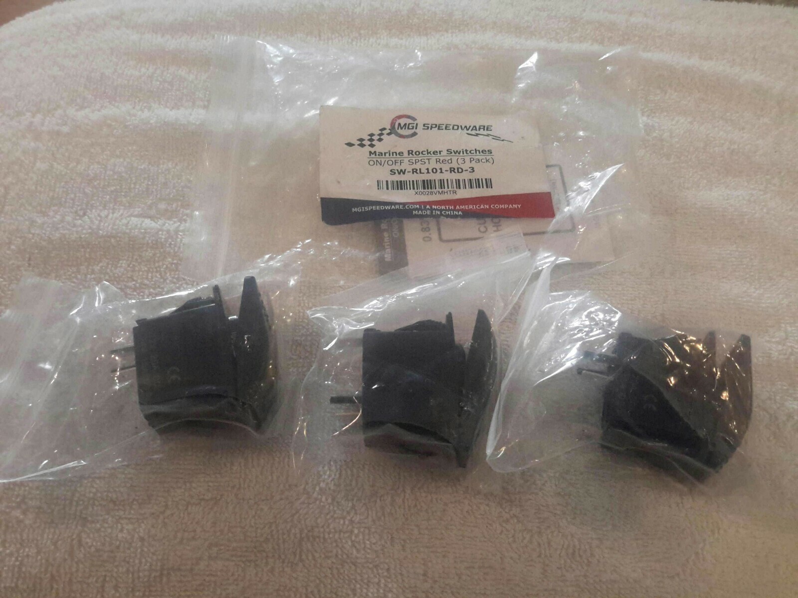 MGI SpeedWare RED LED Marine Switches 12V 20A, 3 Pack - SPST On-Off.  SWRL101RD3