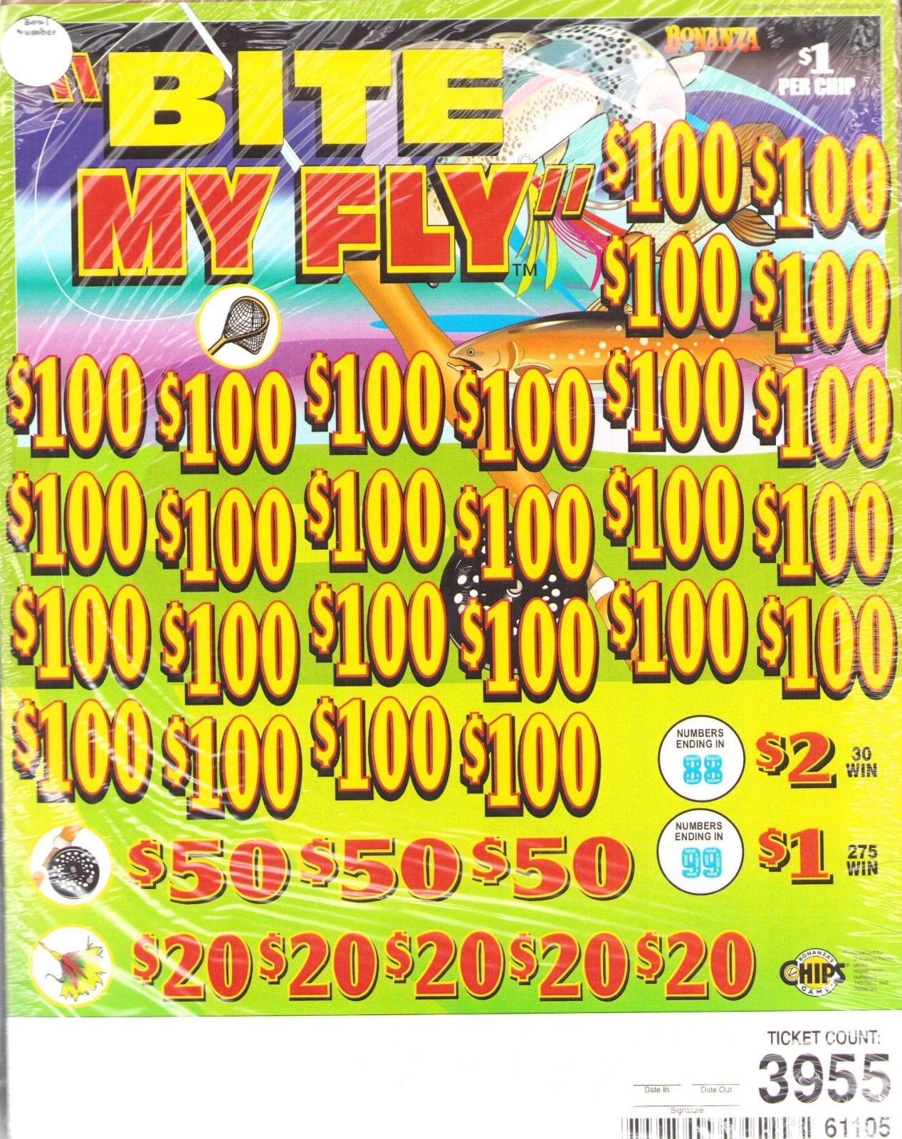 Pull Tickets - Chip Tickets - Bite my Fly - 3,955 ct