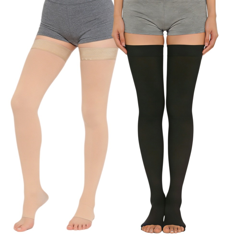 20-30mmHg Thigh High Compression Socks Open Toe Medical Circulation Women&Men