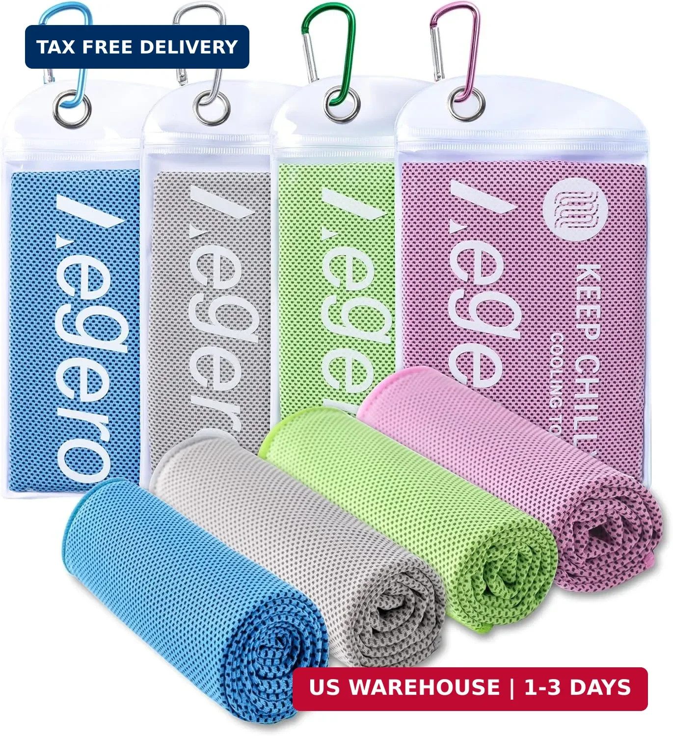 4 Pack Cooling Towel (40"x12"), Cooling Neck Wraps,Soft Breathable Chilly
