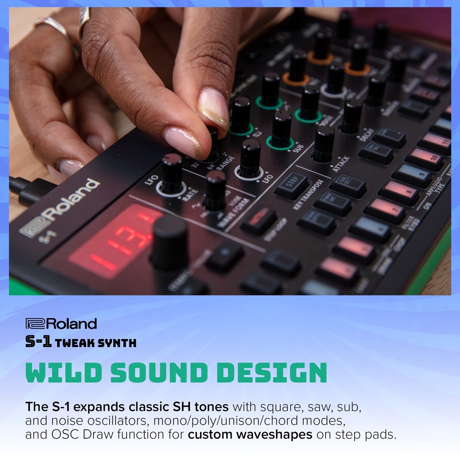 Roland S-1 Tweak Synthesizer AIRA Compact Polyphonic Module S1 Black Sequencer