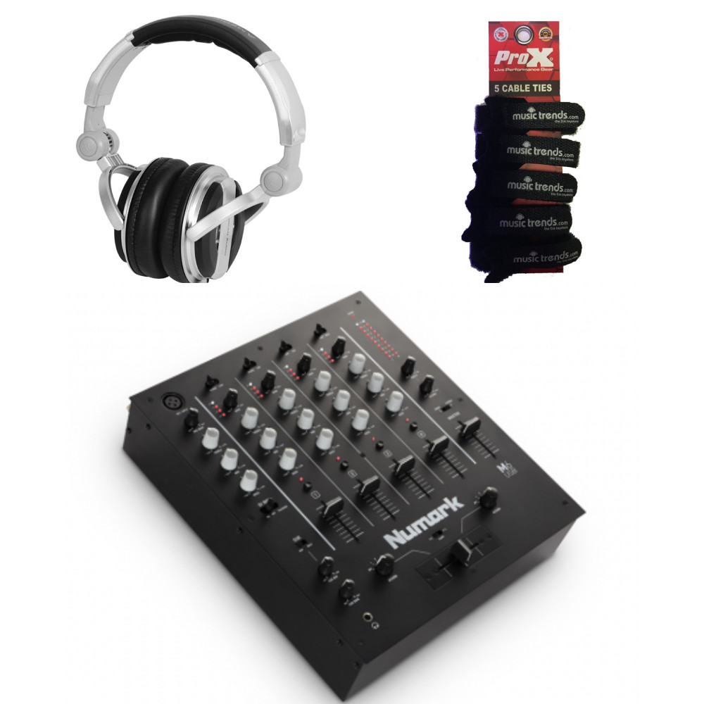 Numark M6USB Black 4-Channel DJ Mixer with USB Interface + Headphones
