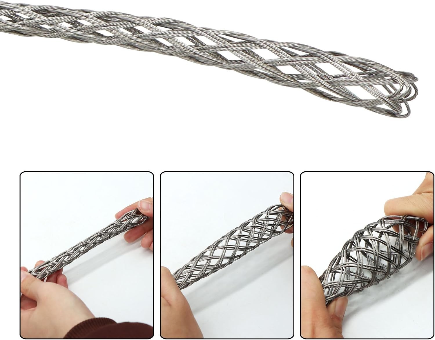 1 Pack Cable Pulling Grip, Electrical Wire Puller Sock, Stainless Steel Mesh ...