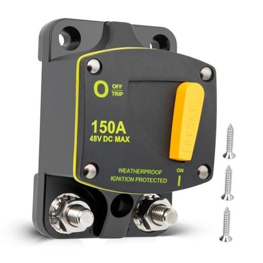 Circuit Breaker Switch Manual Reset DC 12-48V, 5/16"-M8 Stud for Car 150A