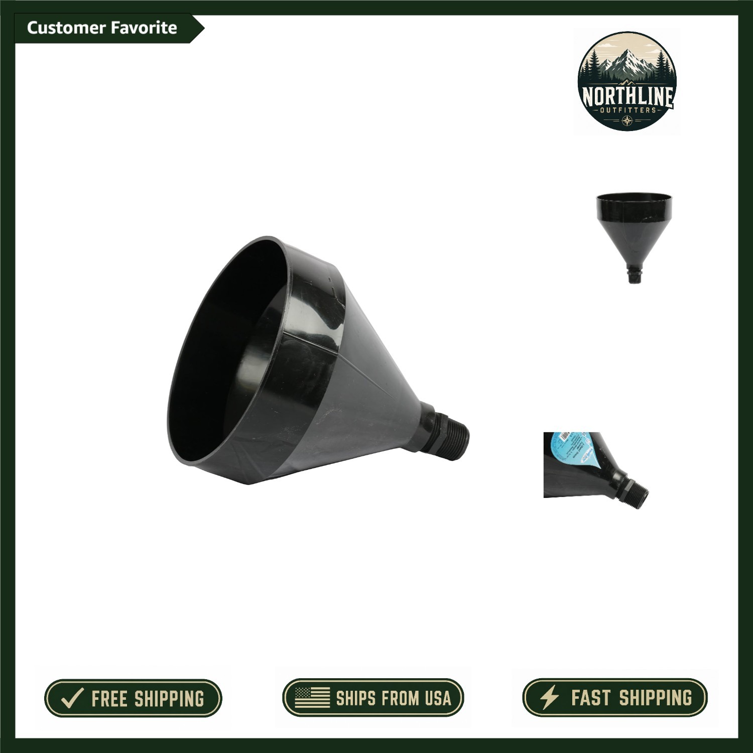 Funnel King 3 Quart Drum Funnel with 1 Inch Threaded Spout for Easy Filling