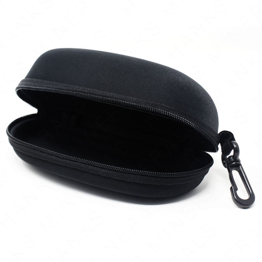 2-Pack Sunglasses Hard Case Eye Glasses Black Clam Shell Zipper With Hook