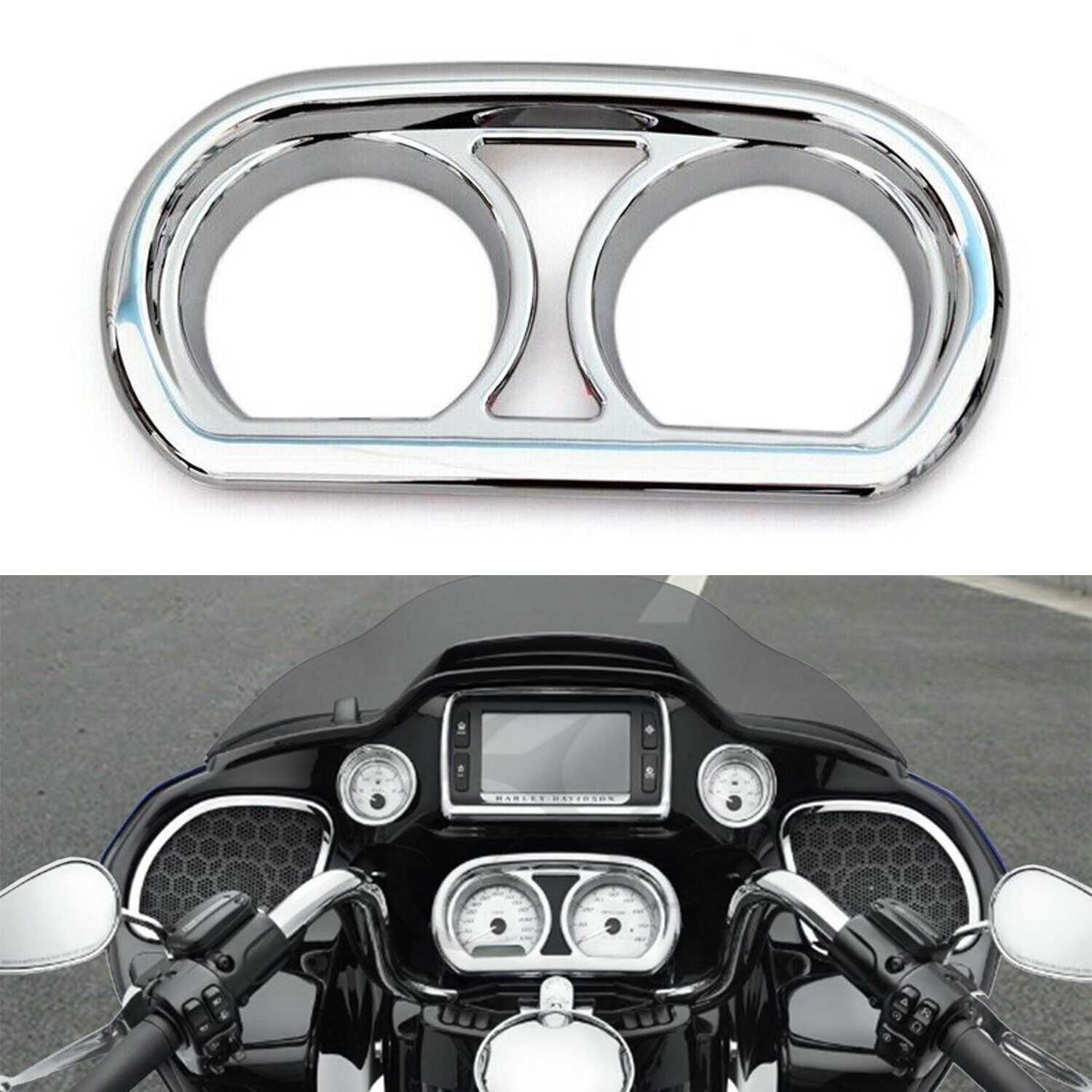 Chrome Gauge Bezel Trim For Harley 2015-UP Road Glide Ultra FLTRU FLTRX FLTRXS