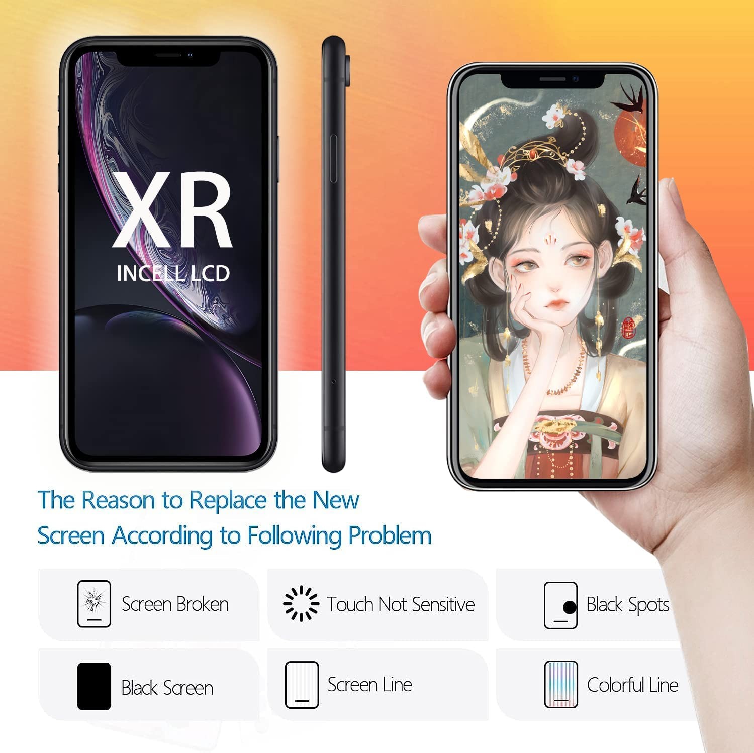 For iPhone XR LCD Display Touch Screen Digitizer Assembly Frame Replacement