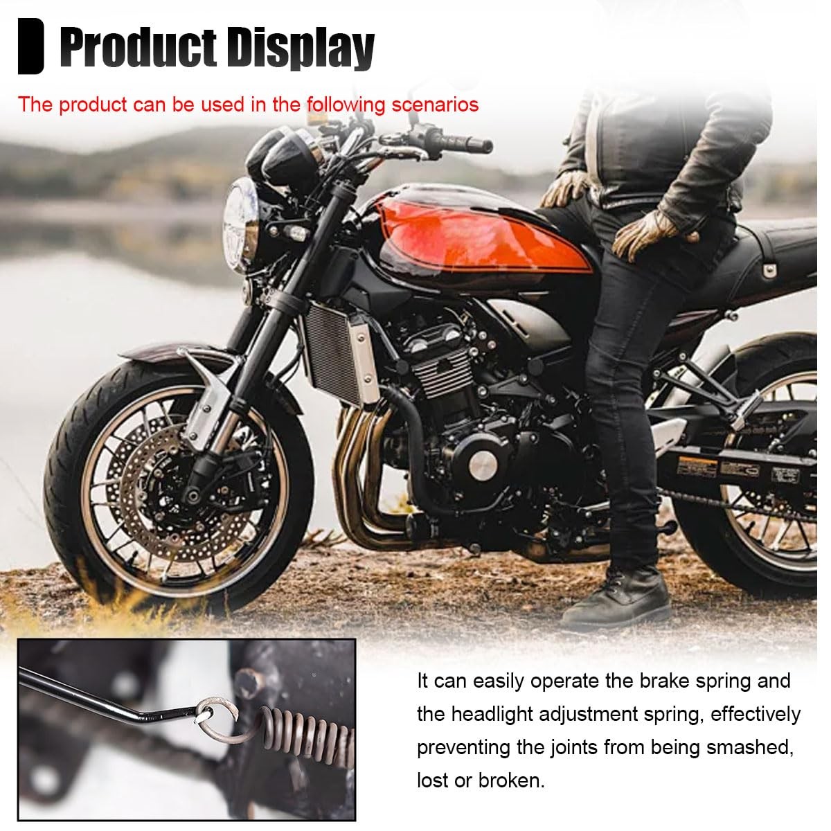 Motorcycle Exhaust Spring Hook, T Shaped Handle with Rubber Coating Accessories