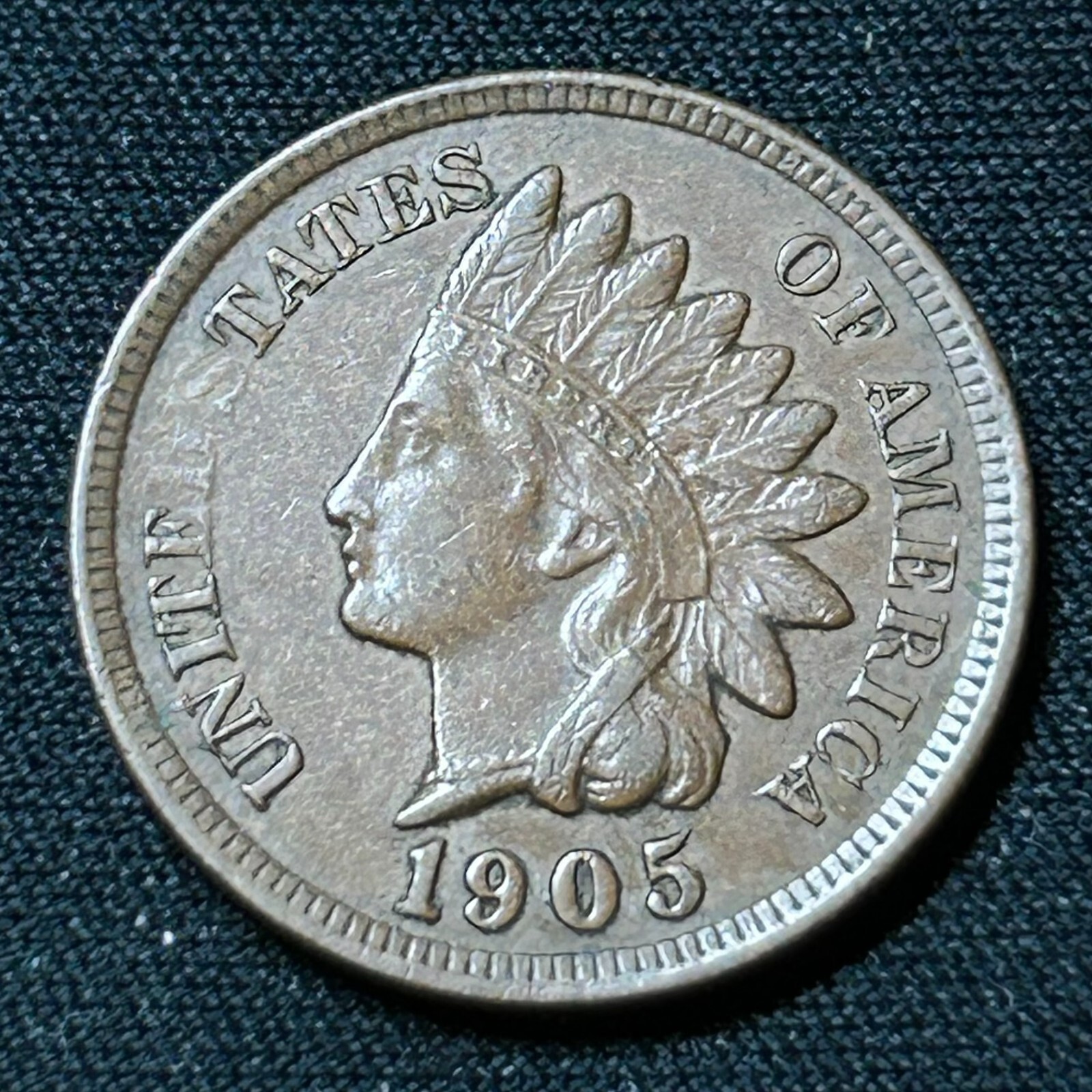 1905 Indian Head Cent Philadelphia Mint Extremely Fine Condition