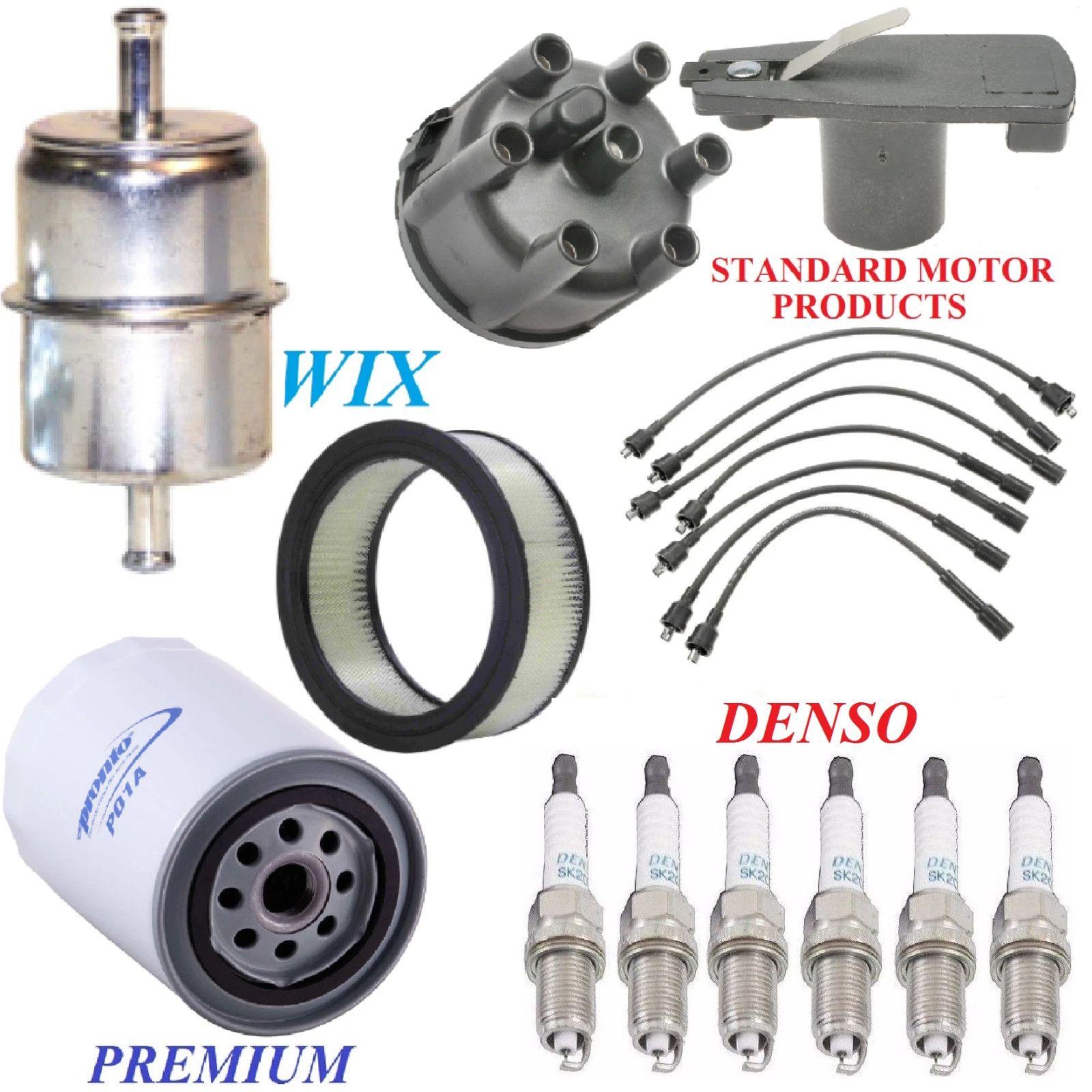 Tune Up Kit Filters Cap Wire Plugs For DODGE D200 PICKUP L6 3.7L, Metal 68-74