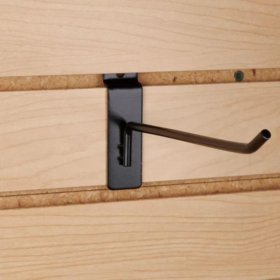 100 6" Slatwall Hooks Black Peg Slat Wall Retail Display 6mm Tubing Metal