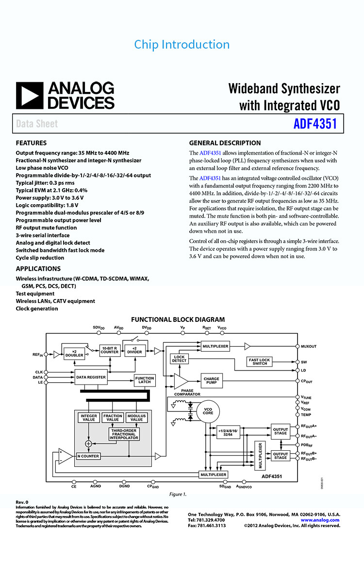 ADF4351 35M-4.4GHz RF Signal Source Phase-Locked Loop Module Broadband