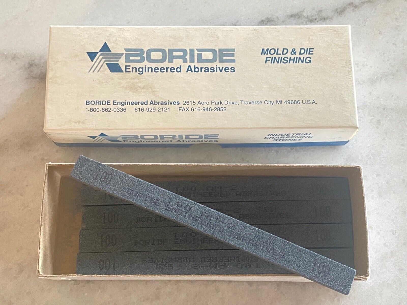 5 new BORIDE 023300 Mold & Die Polishing Stones, 1/4" x 1/2" x 6", 100 Grit AM-2