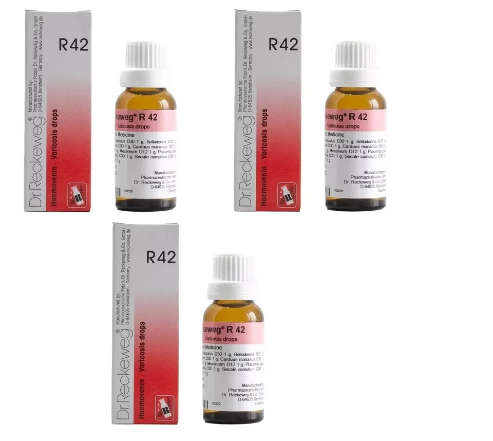 3xDr. Reckeweg R42 Drops | Homeopathic Support for Varicose Veins (22ml)