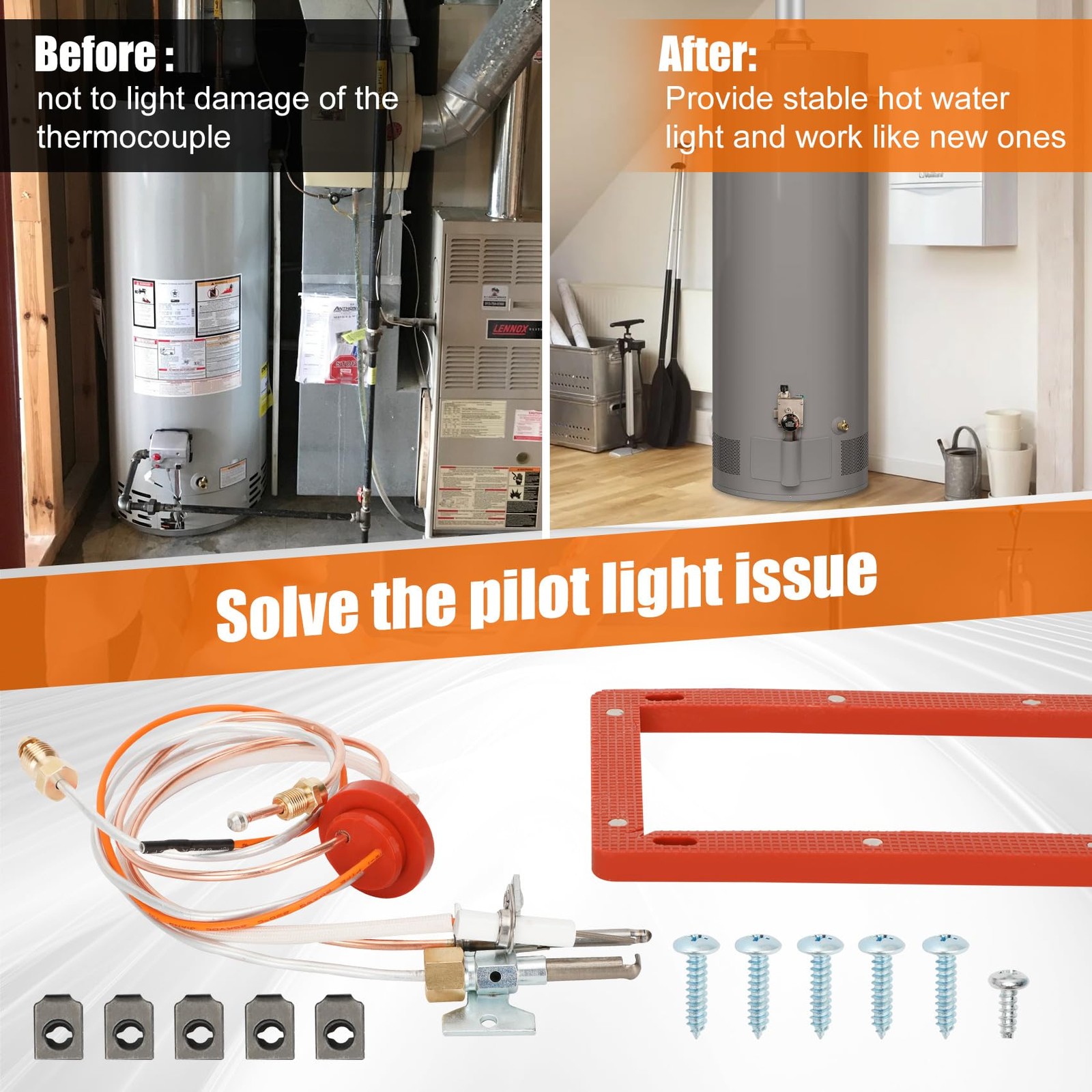 Upgraded SP20075 Pilot and Igniter Assembly Compatible with Rheem Water Heate...