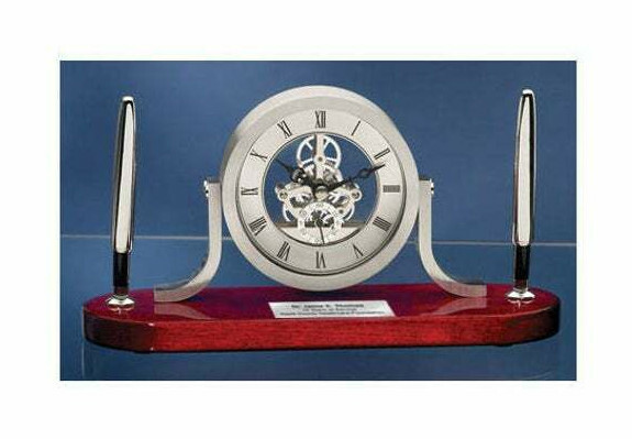 Clock Pen Gift Set Desk Table Da Vinci Shelf Clock with Silver Engraving GIfts