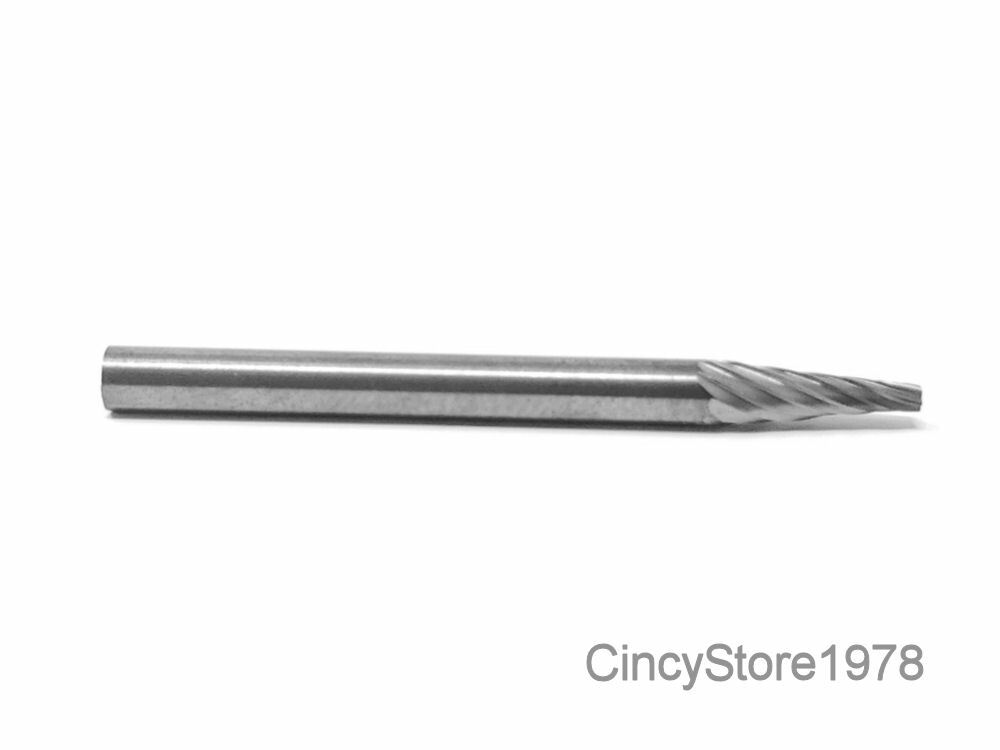 SM41S Cone Shape SOLID Carbide Burr Bur Cutting Tool Die Grinder Bit 1/8"