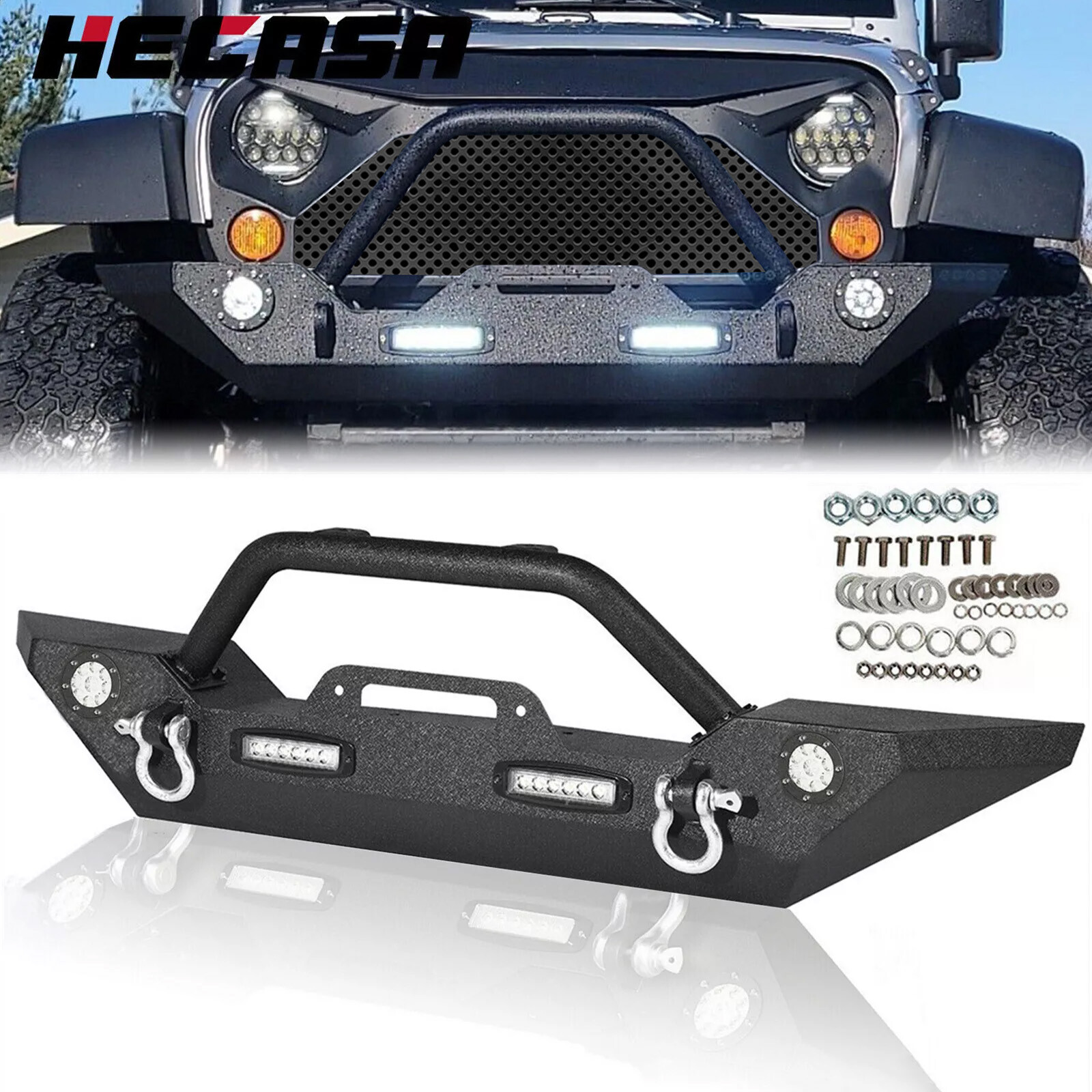 Front Bumper w/LED Lights for Jeep Wrangler JK JL 07-26 2018 Gladiator JT 20-26