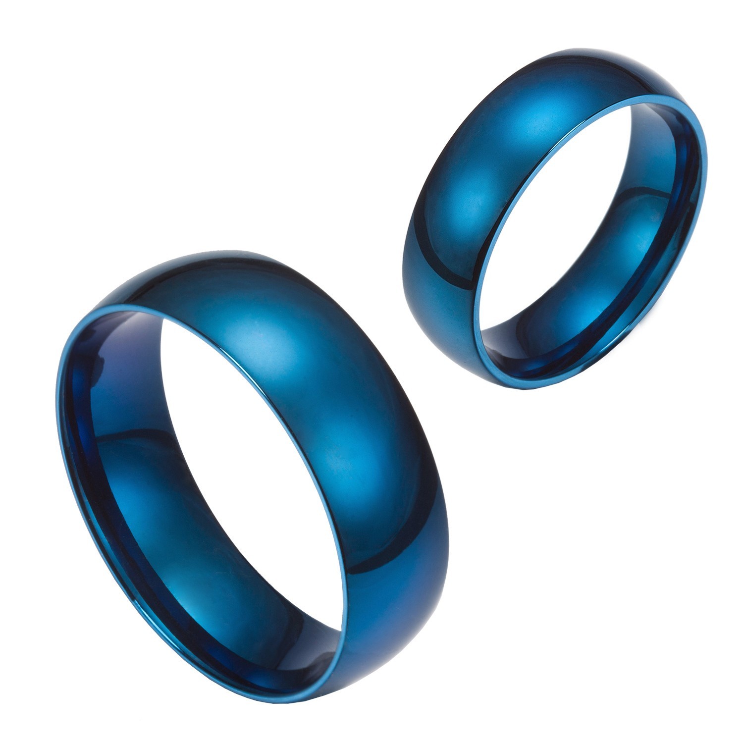 6MM 8MM Blue Stainless Steel Comfort Fit  Wedding Band Ring Size 5-14 HS7