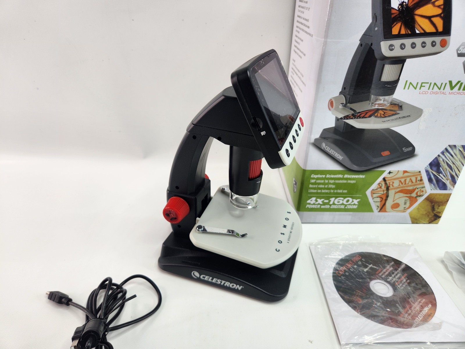 As is - Broken Celestron Cosmos 5 MP InfiniView LCD Digital Microscope 44362