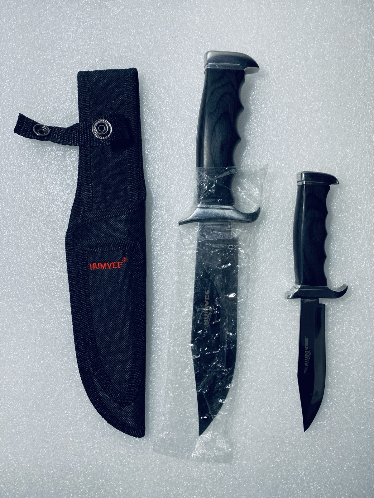 HUMVEE 2Pc. Large/Small Mirror Polished Bowie Knife Combo Set W/ Sheath - (READ)