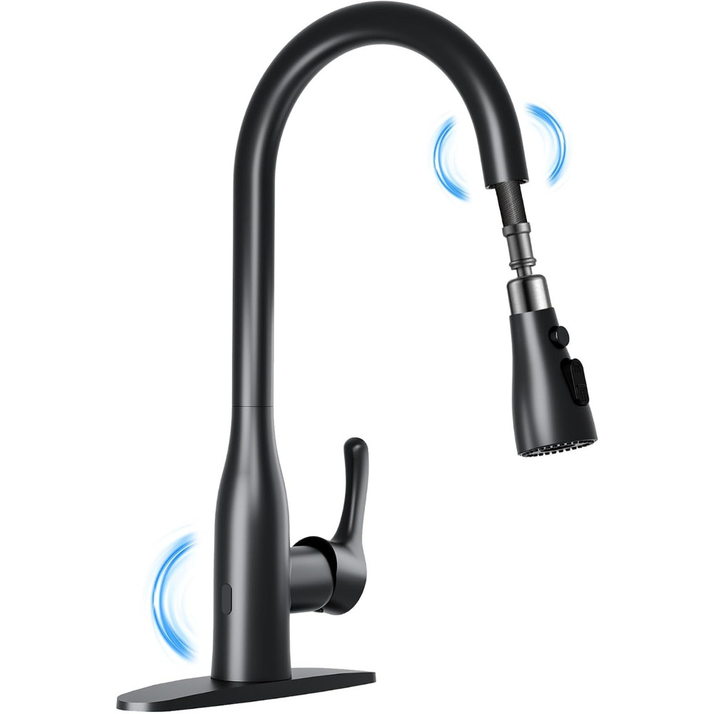 Touchless Kitchen Faucet with Dual Sensors Pull Down Sprayer Water Saving Matte