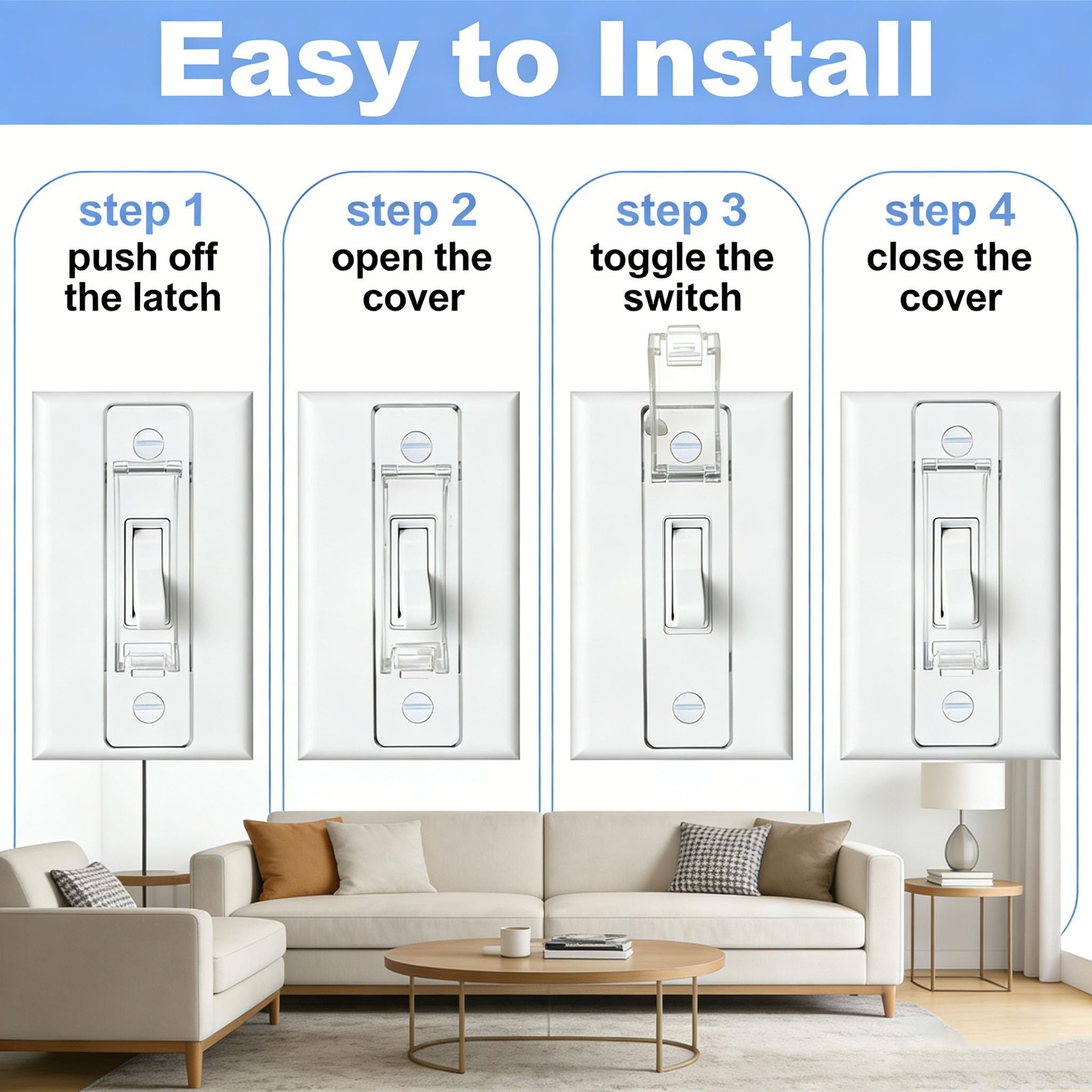 ZEFTV 2 Pack Toggle Light Switch Cover Guard Child Proof Wall Light Switch Lo...