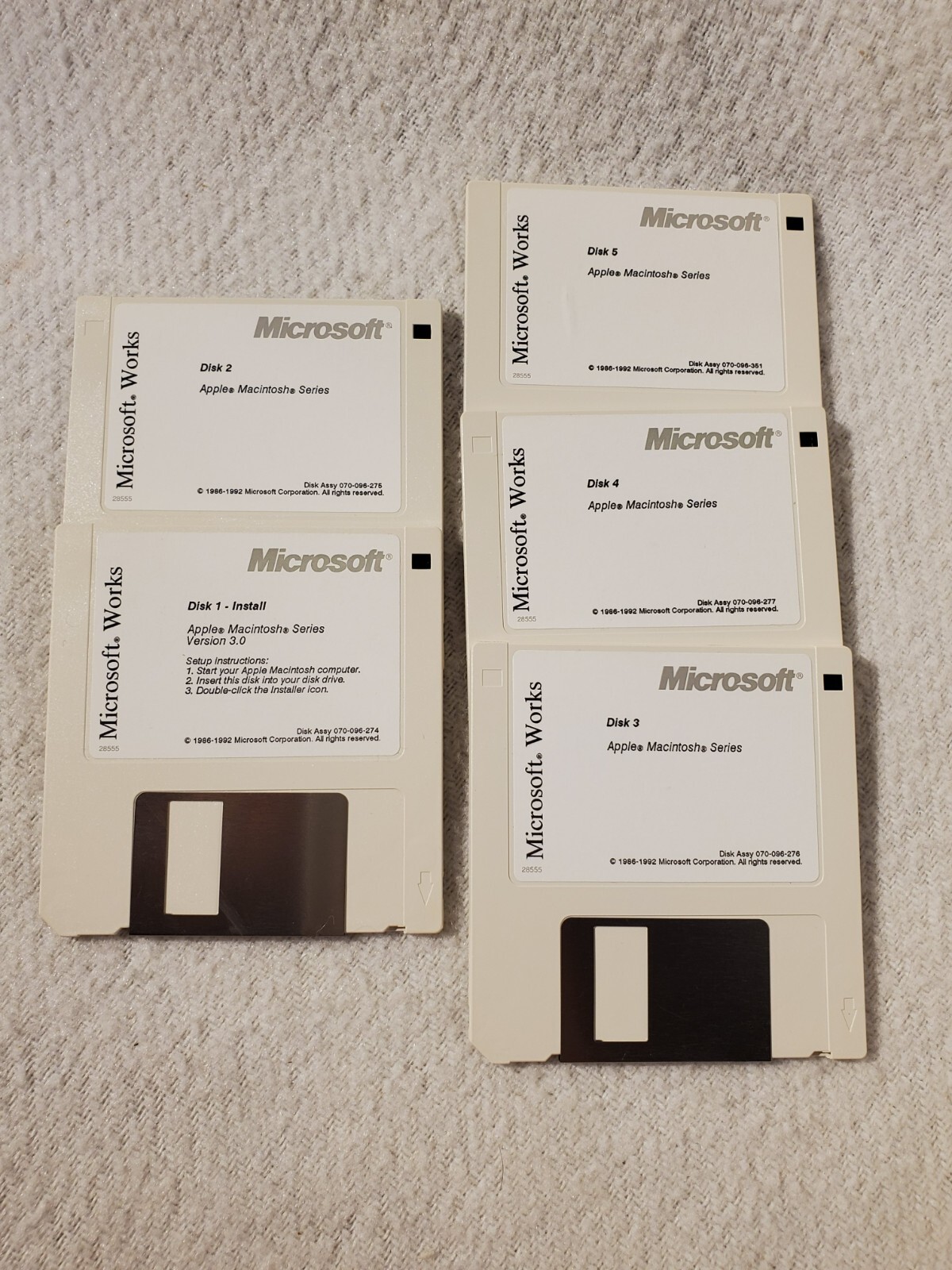 Vtg 1992 Microsoft Works 3.0 Macintosh Computer Software 3.5" Floppy Diskettes
