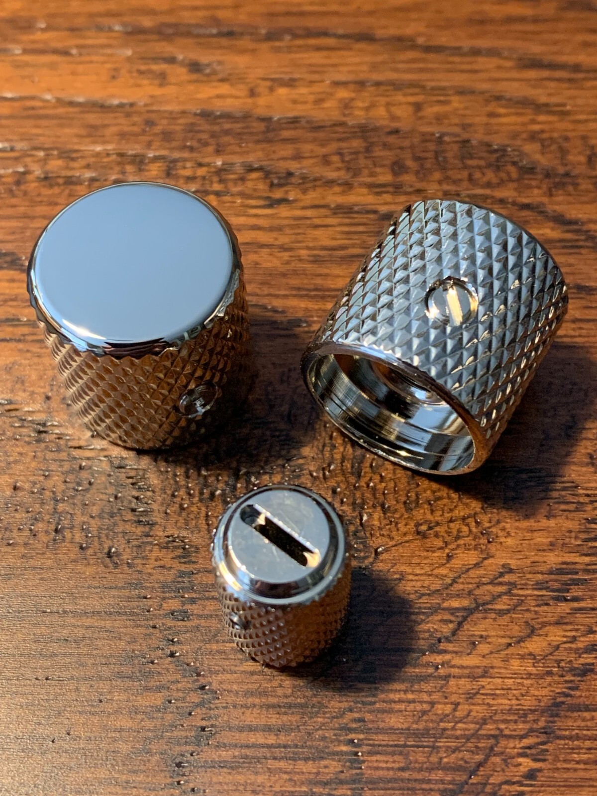 NICKEL Plated - Solid Brass / Telecaster Knurled Guitar Knobs & Switch Tip Set