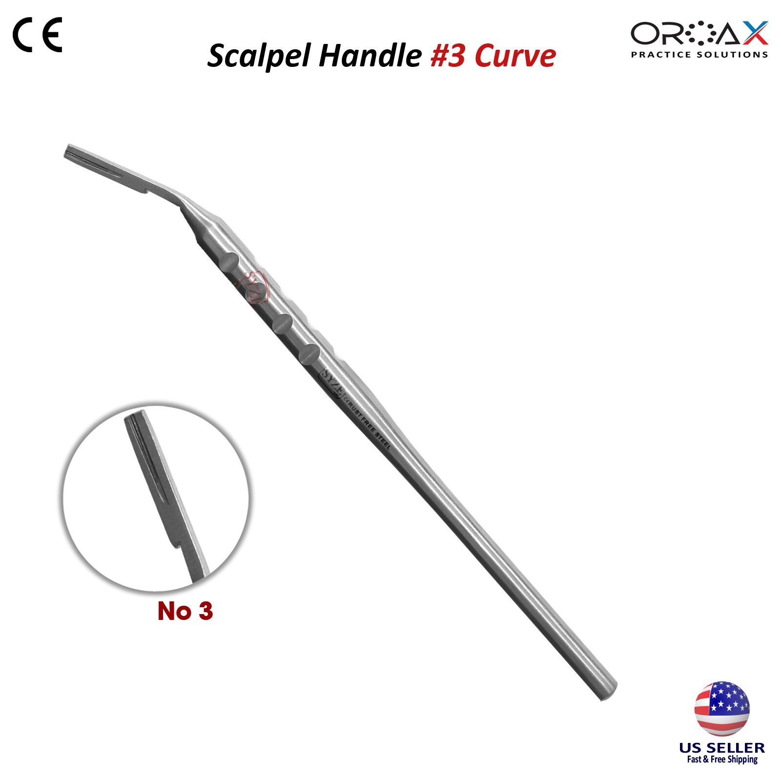 Scalpel Handle #3 Angled Solid Surgical Blade Holder Medical Instrument Dental