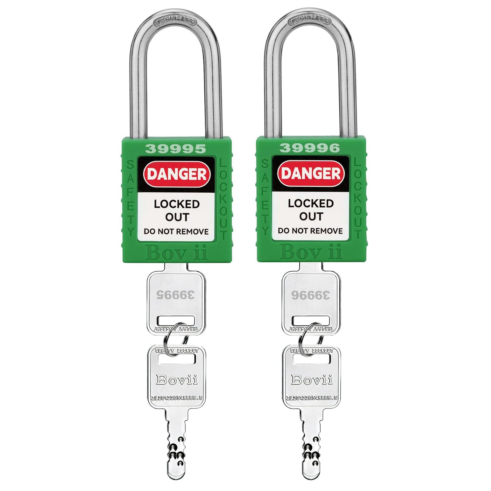 Green Loto Locks, 2 Pack Keyed Different Lockout Tagout Padlocks | Anti-Corro...