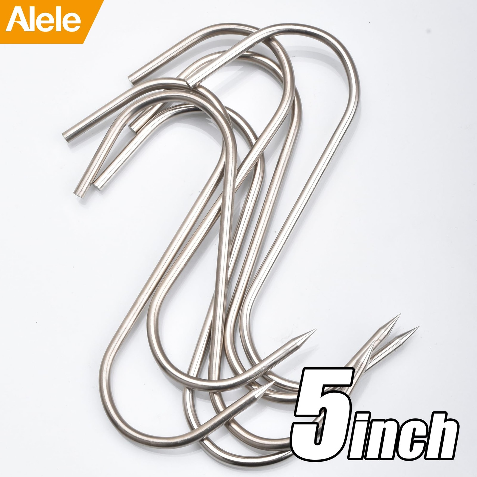 6 Pack 5 Inch Stainless Steel Metal S Hooks for BBQ Hanging Smoking Butchering