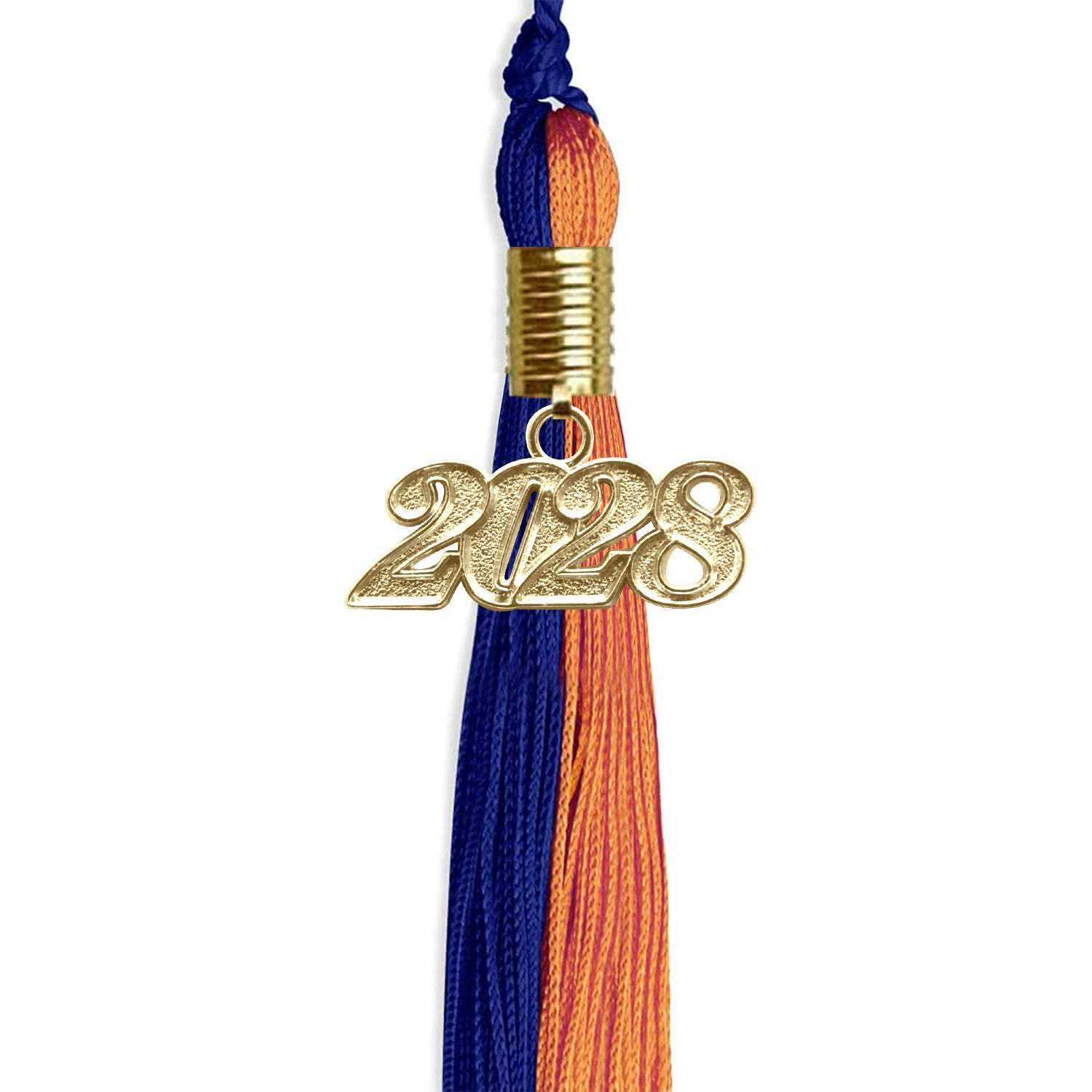 Endea Graduation Royal Blue/Orange Tassel With Gold Date Drop
