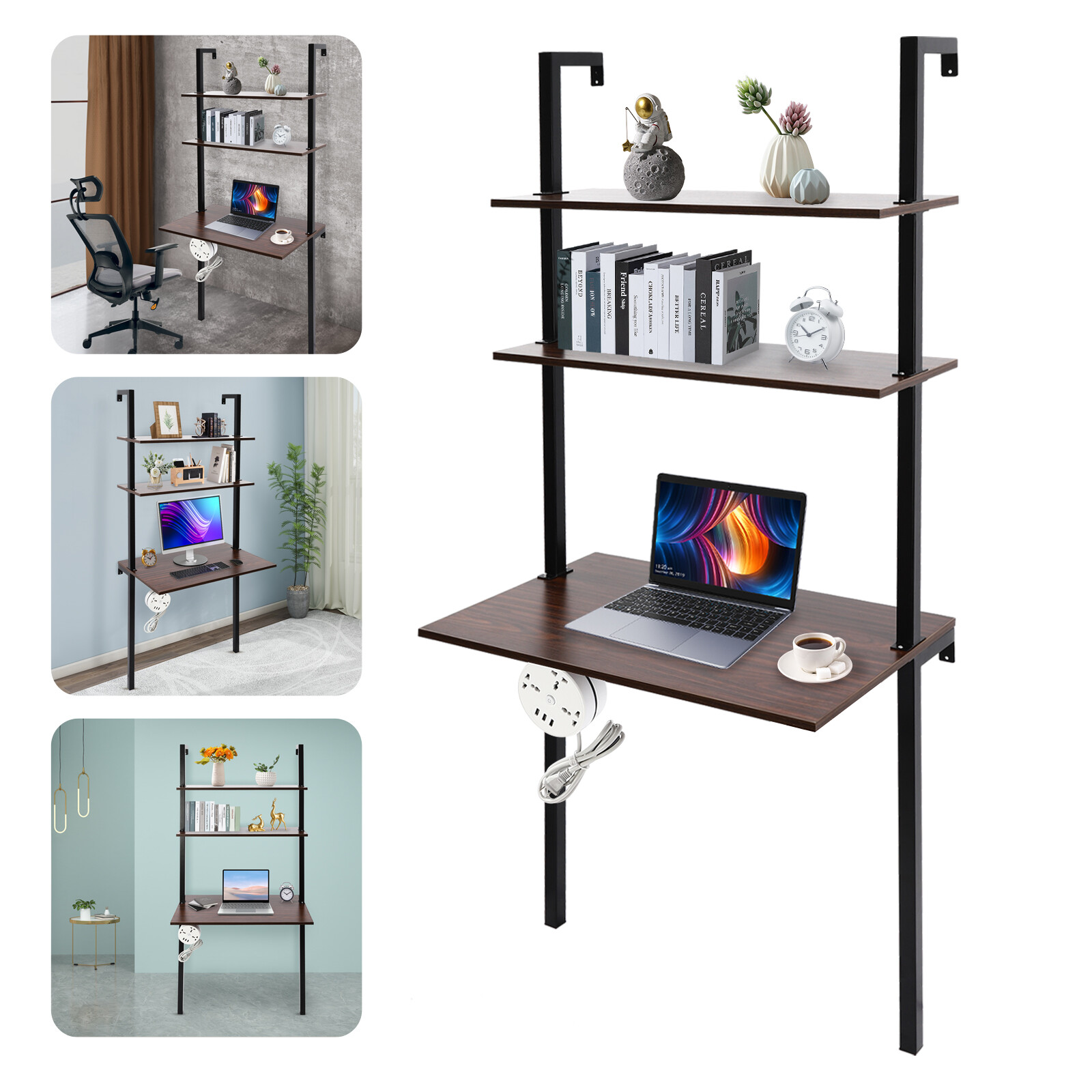 Wall Mounted Desk Wall Mount Computer Writing Table Wall Organizer Black/White