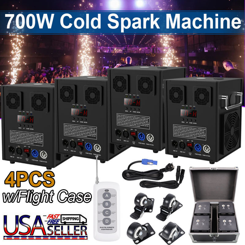 1-4PCS Cold Spark Machine 700W Stage Effect DMX Firework DJ Event Wedding