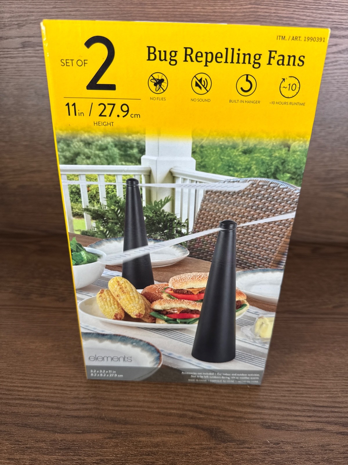 Elements Set of 2 Rechargeable Bug Repelling Fans Black Portable Outdoor Camp