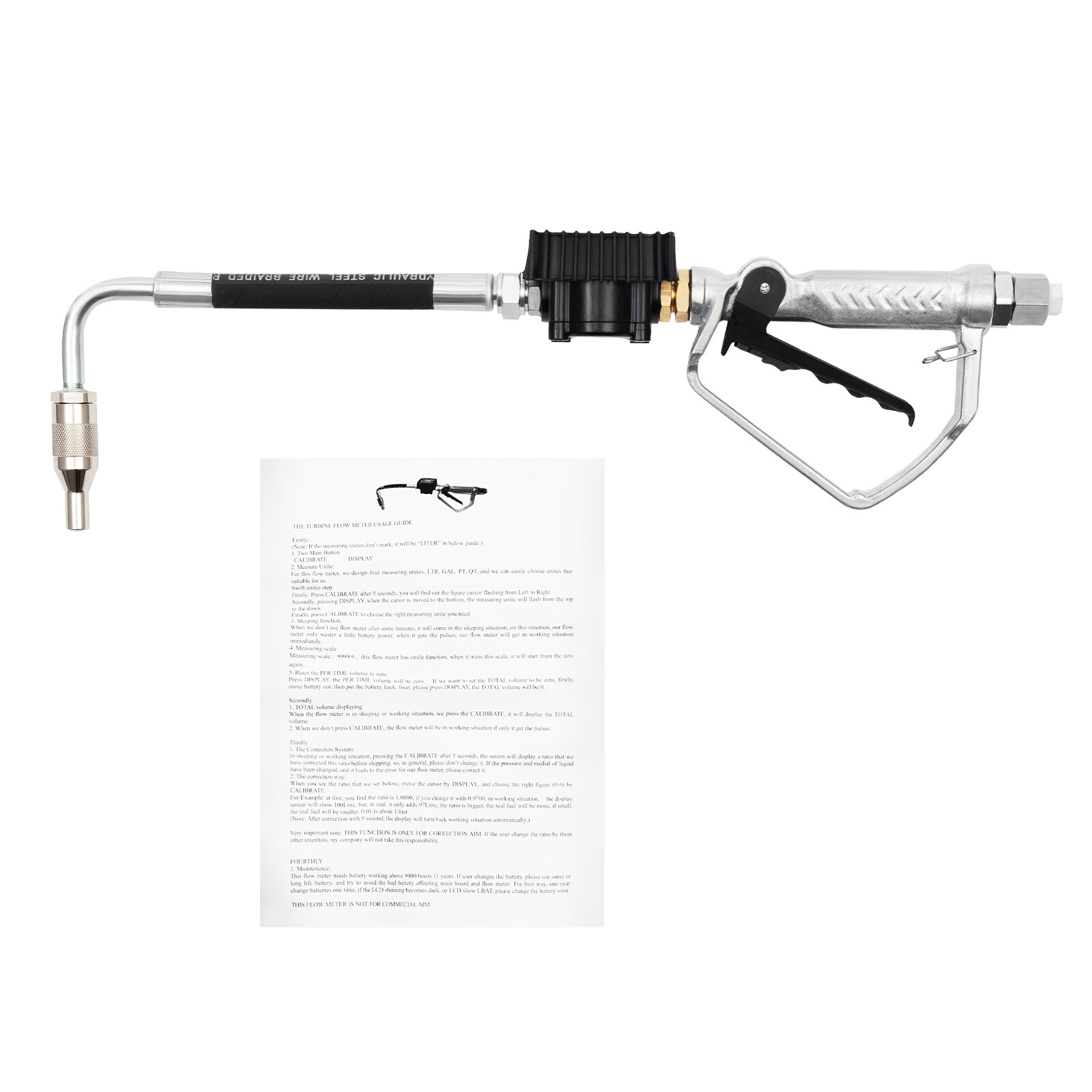 Air Operated Oil Transfer Pump Control Valve Oil Transfer Gun w/ Digital Meter