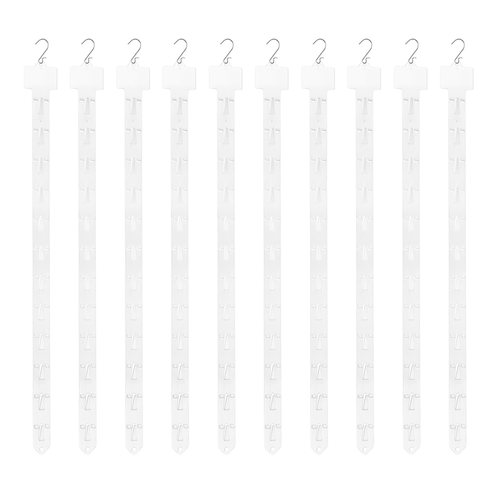 10Pcs Hanging Merchandise Strips with Hook, 24.8" Display Rack Stand, Clear