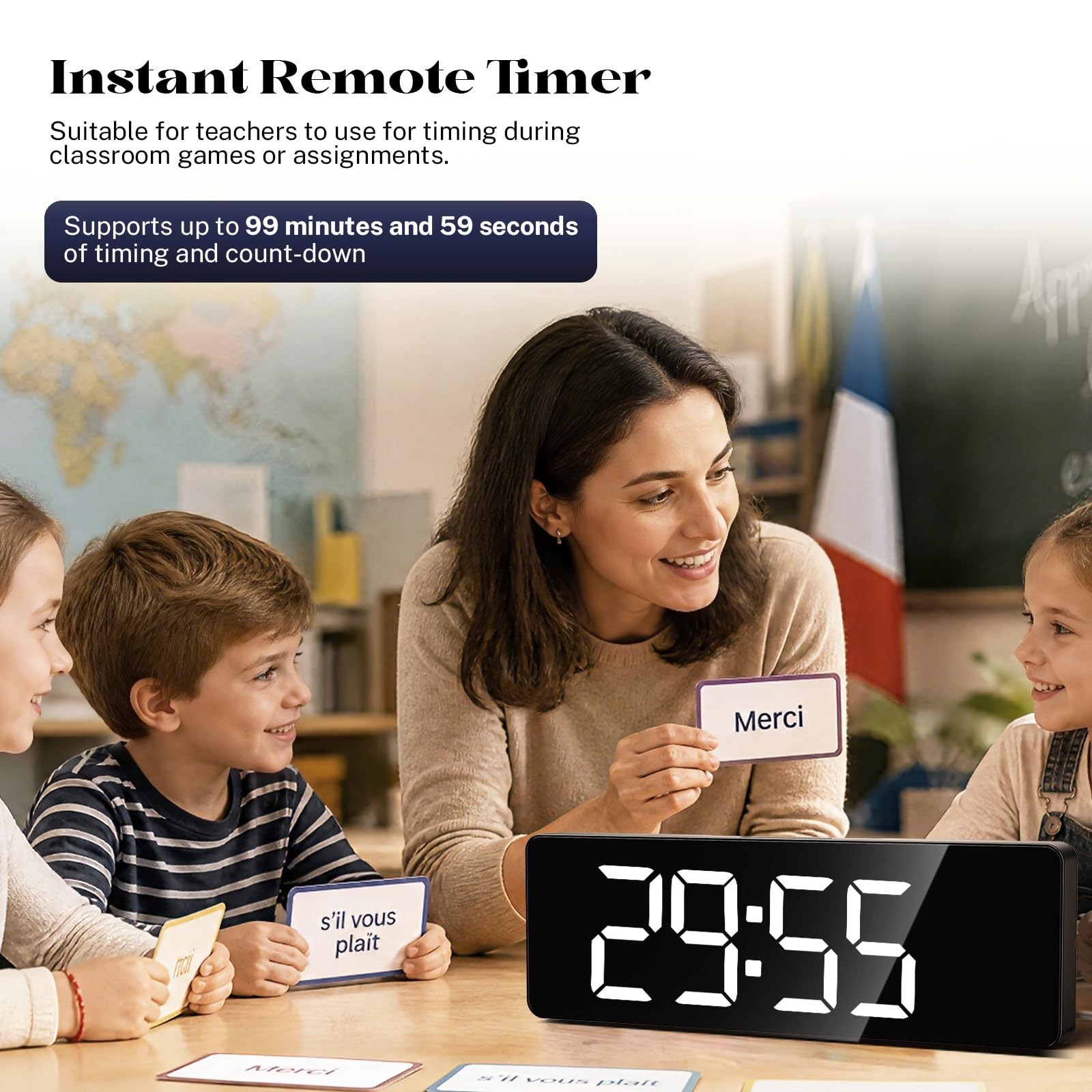 Digital Wall Clocks for Classroom, 16" Large Display Digital Electric Clock w...