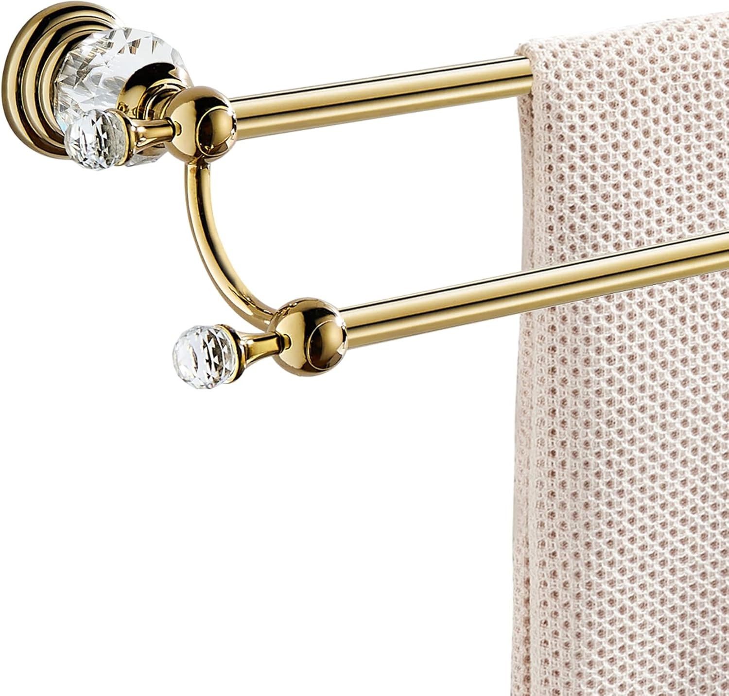 WINCASE Crystal Towel Holder Double, Adjustable Gold Double Bar