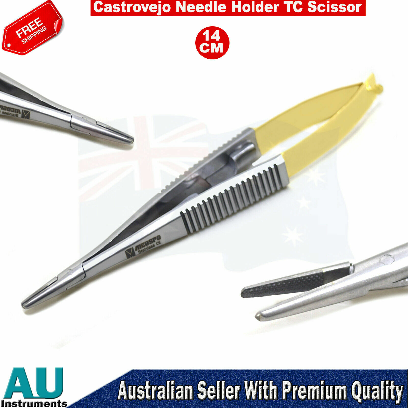 TC Castroviejo Needle Holders 2pcs Set Microsurgical Surgery instruments New CE