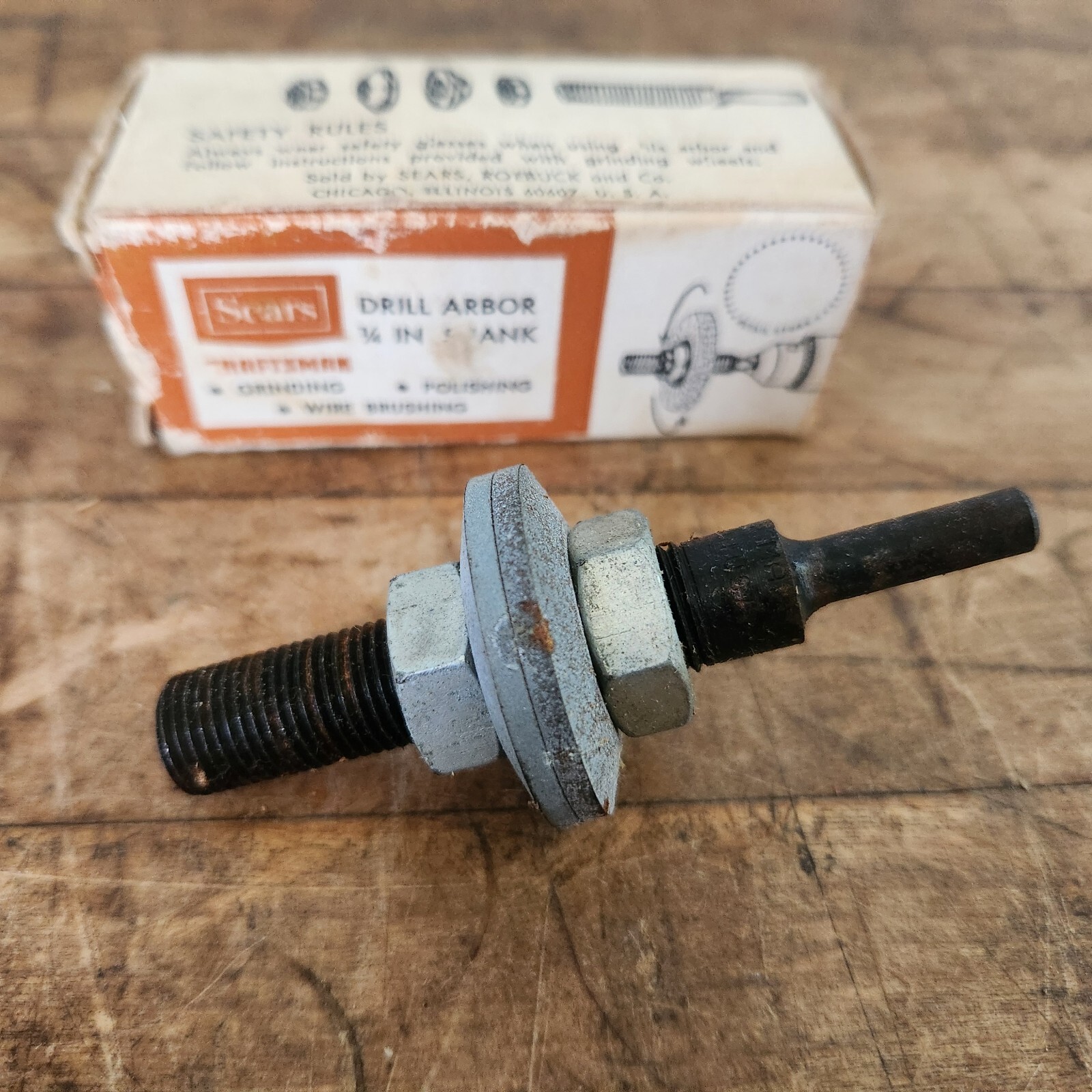 Vintage Sears Craftsman Drill Arbor 1/4" Shank 2594 Grinding Polishing Nos