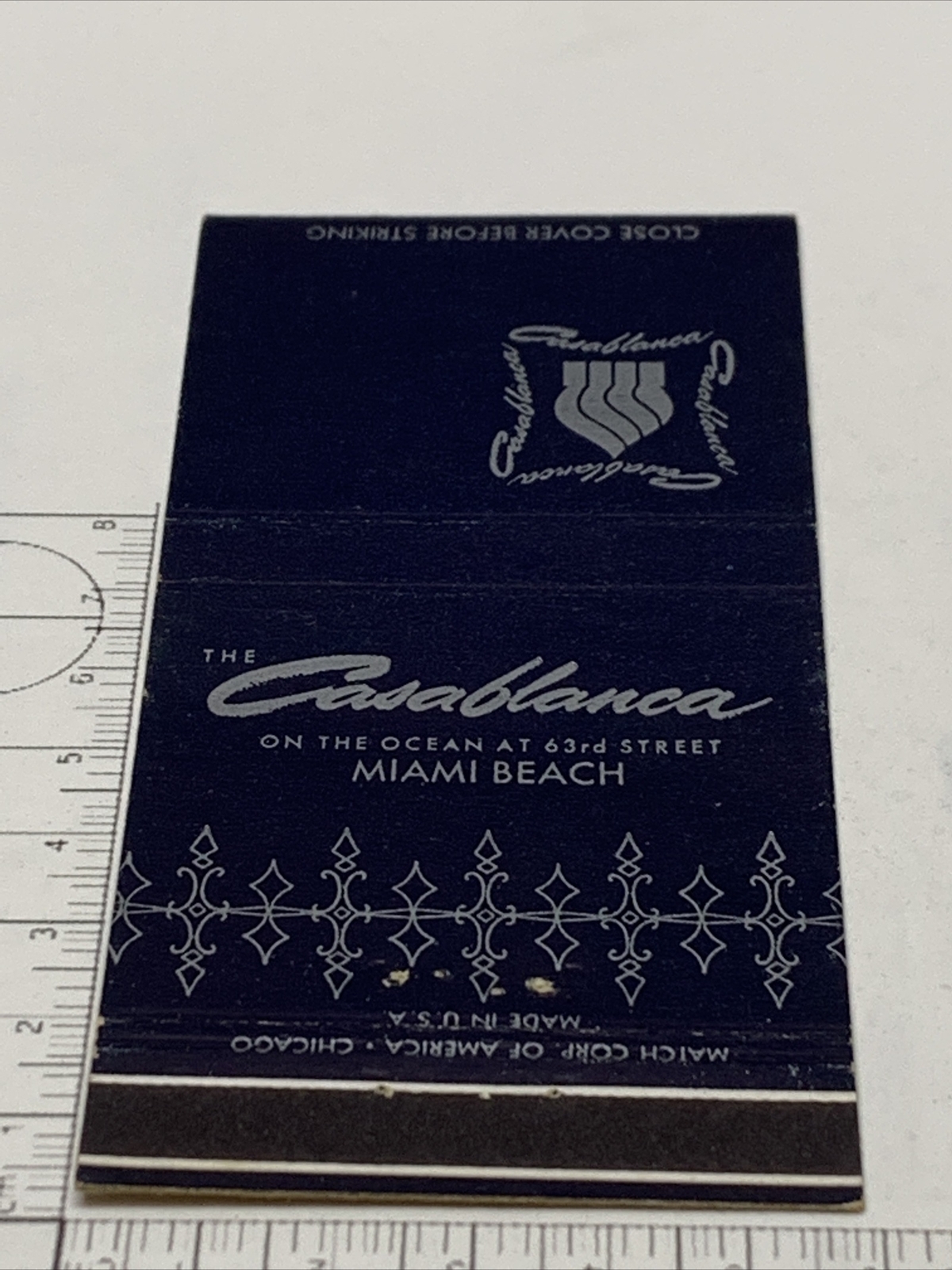 Front Strike Matchbook Cover  The Casablanca  Miami Beach,Florida  gmg  unstruck