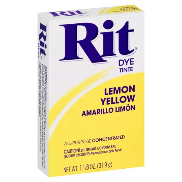 RIT DYE LEMON YELLOW 1 1/8 oz All Purpose Concentrated Powder Fabric Free Ship