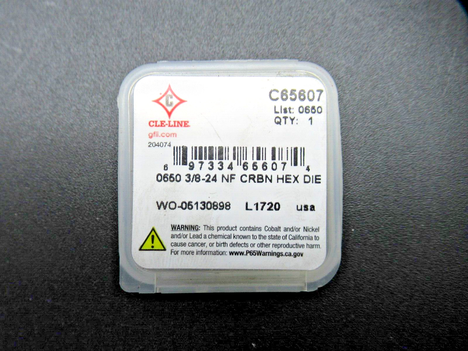 CLE-LINE C65607 / 20X670 Hex Fixed Die, UNF, Die Thread Size: 3/8"-24